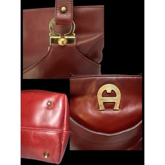 VTG Etienne Aigner Oxblood Red Leather Shoulder Bag & Belt Set 70s-80s Germany - Picture 7 of 13